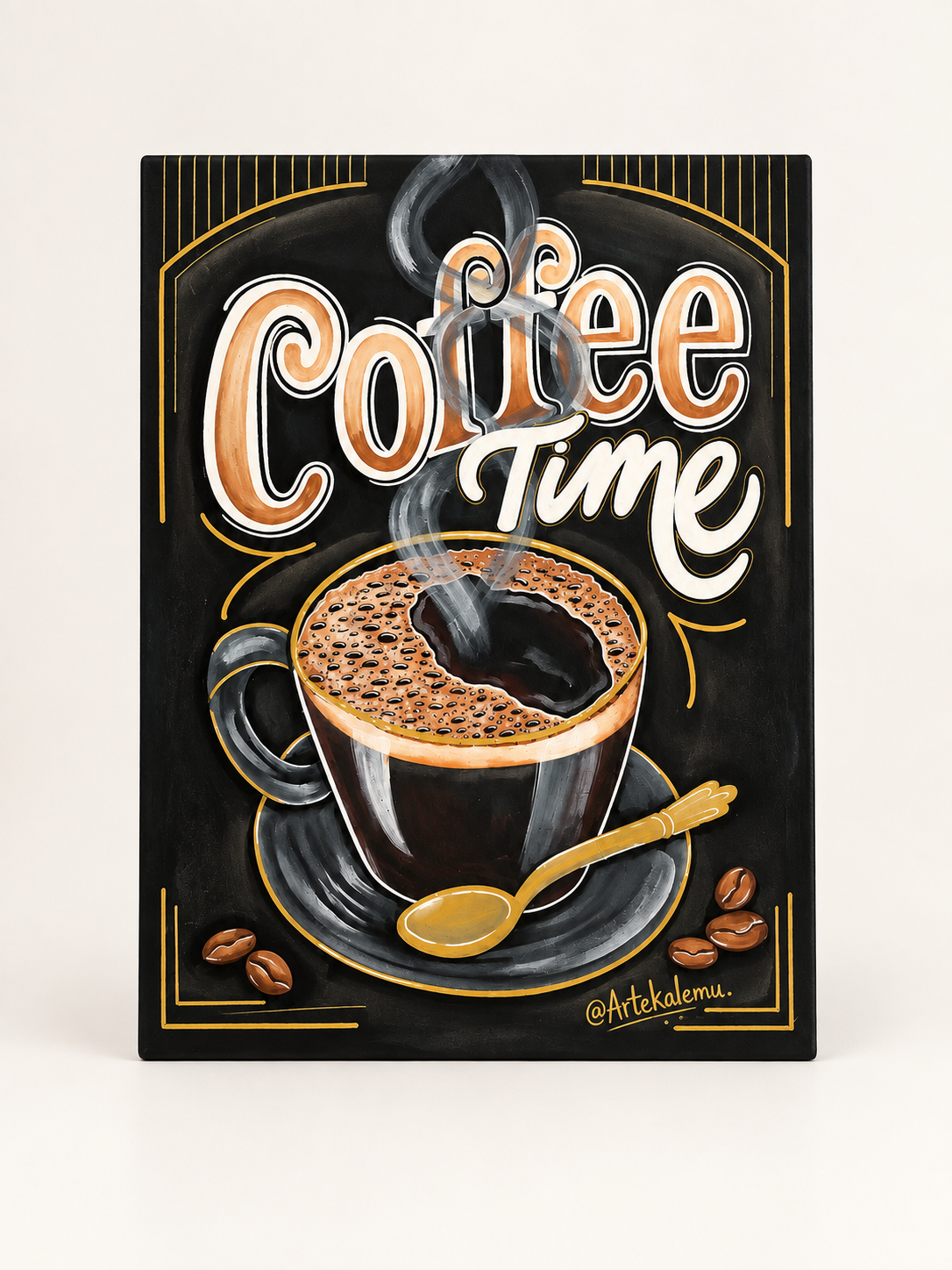 Pizarra · Coffee time, pintado a mano por Artekalemu